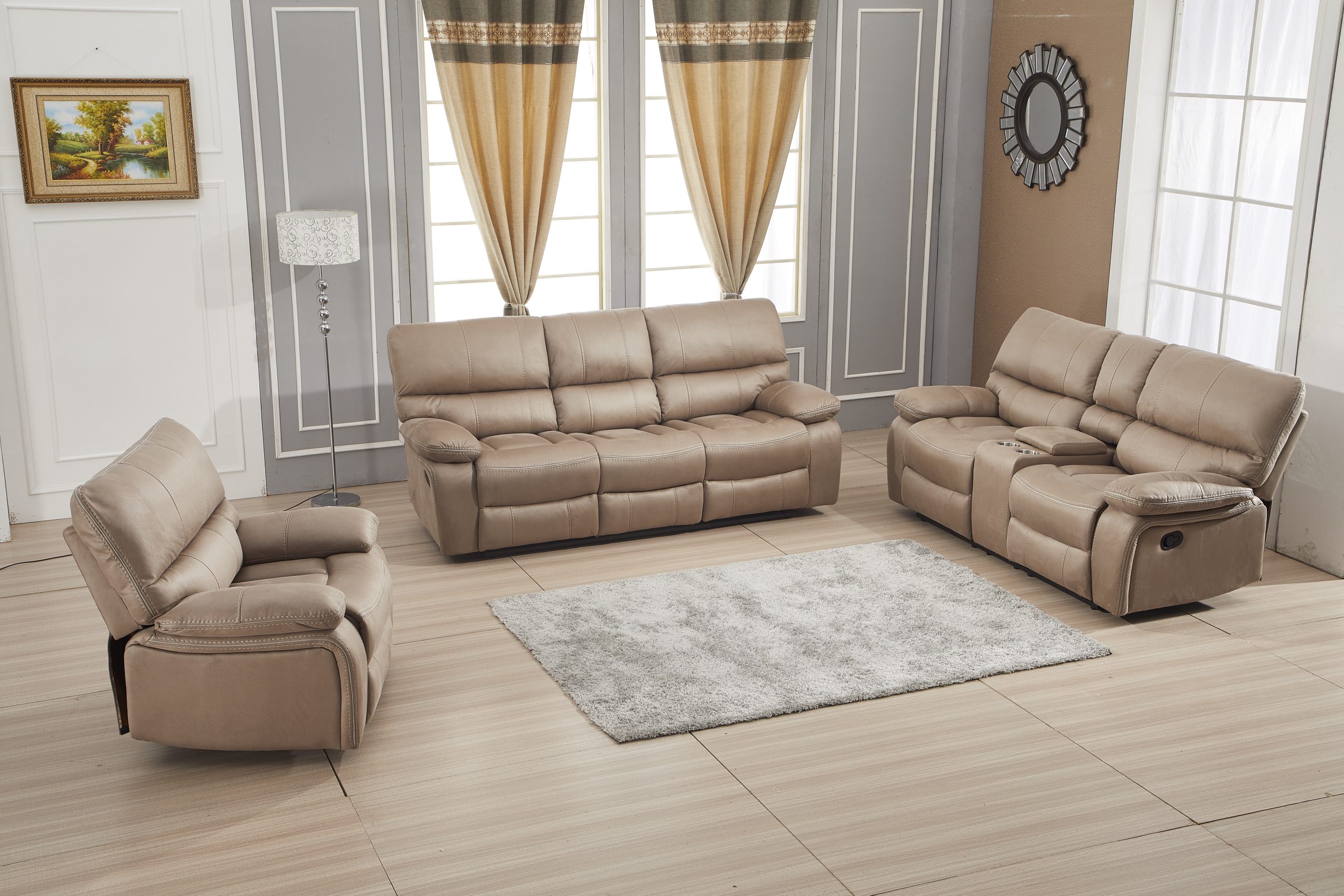 Microfiber reclining sofa