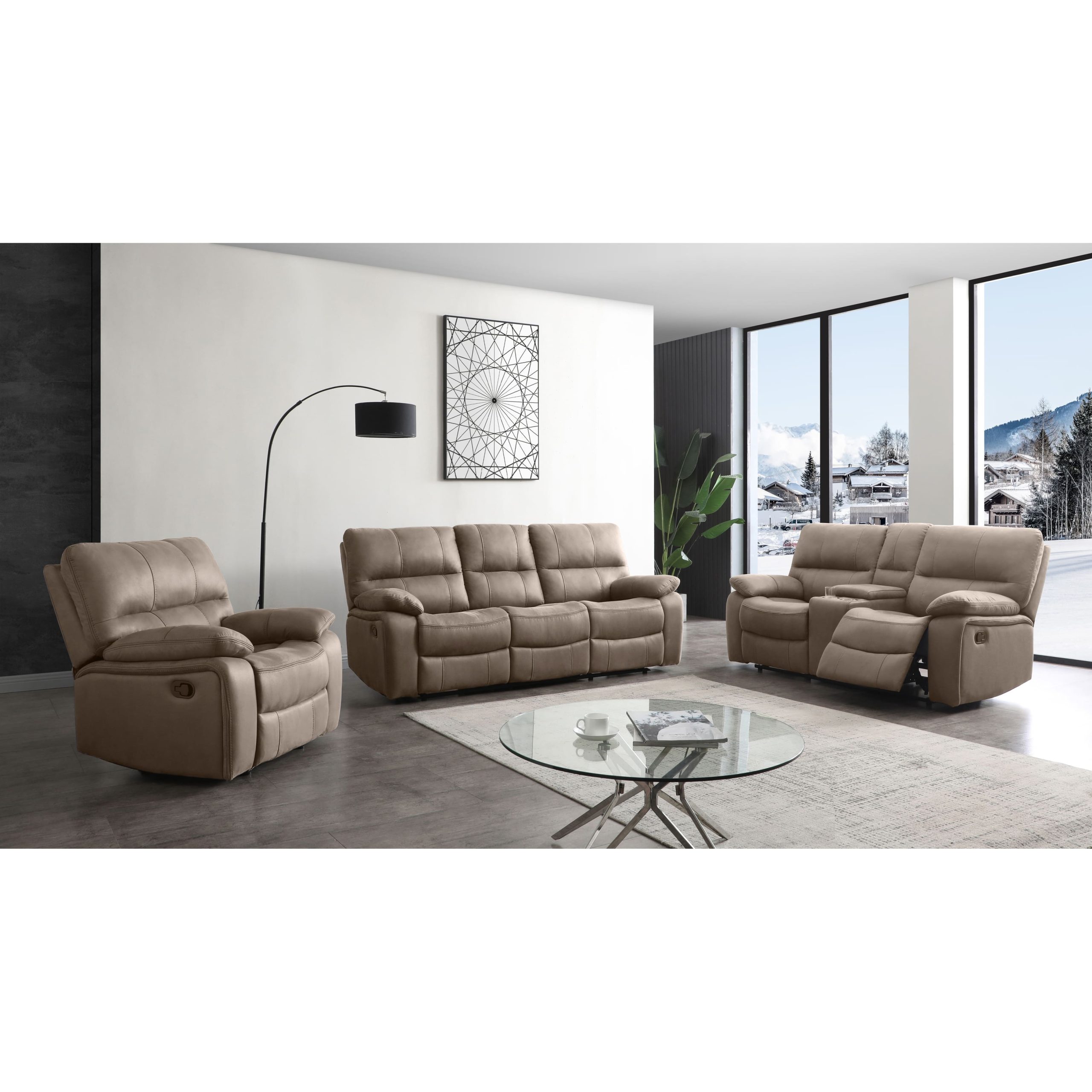 Microfiber reclining sofa