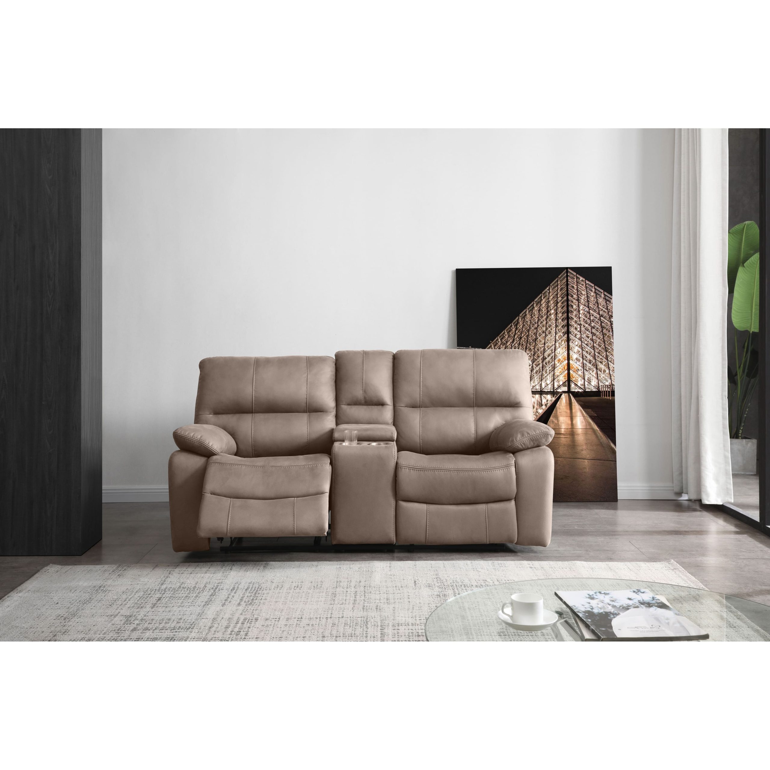 Microfiber reclining sofa