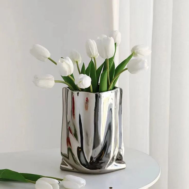 silver vase