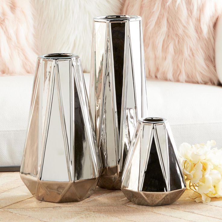 Luxury Electroplated Silver Ceramic Vase