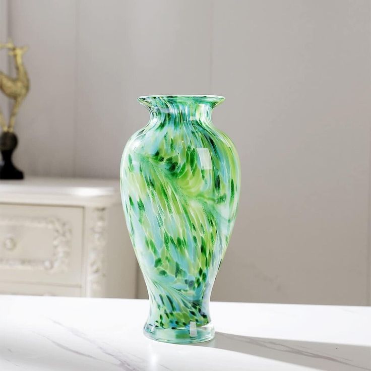 green vase